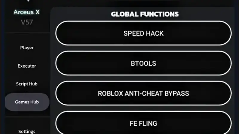Arceus X Neo mod menu interface detail
