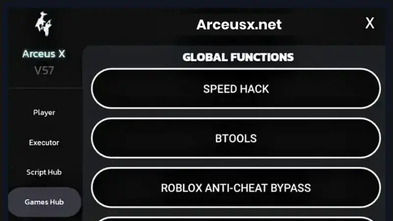 Arceus X Neo mod menu interface detail