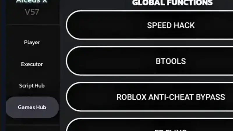 Arceus X Neo mod menu interface detail